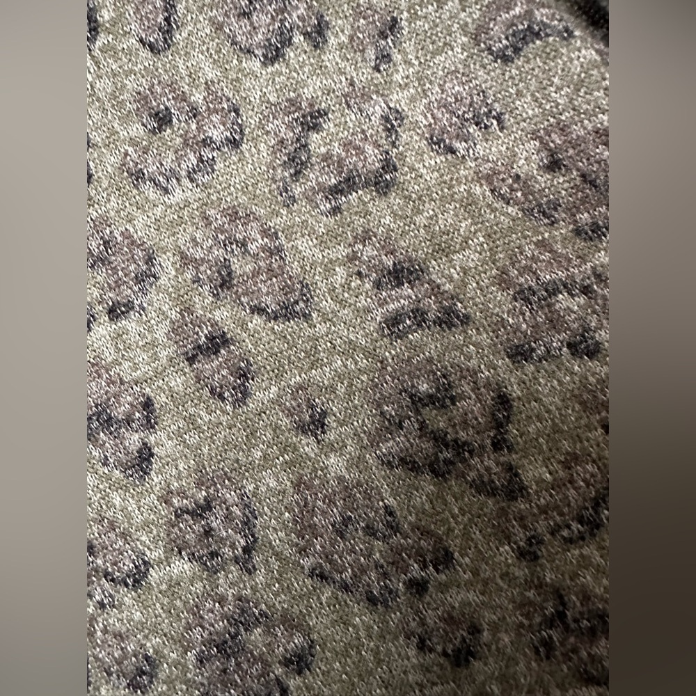 Lucky Brand Open Front Hooded Cardigan Grey Green Leopard print sweater - Picture 4 of 7